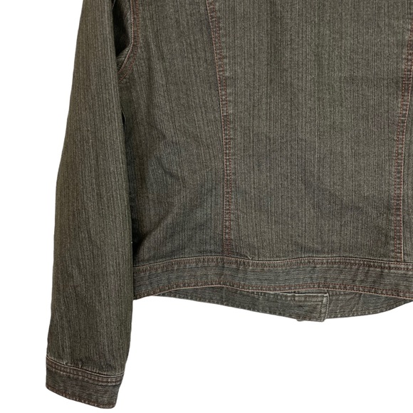 Spanner Olive Denim Botton-Down Jean Jacket Size 12 Spandex Stretch Blend Green - Picture 6 of 14